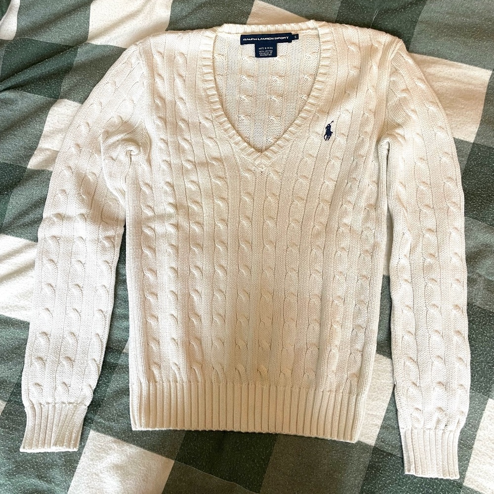 White Polo Ralph Lauren Sweater - -Size Small